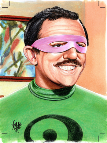 Image of John Astin as the Riddler  colored illustration
