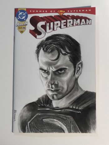 Image of Superman Henry Cavill Ink Wash Sketch Cover