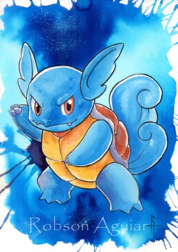 Image of Wartortle Watercolor by Robson Aguiar
