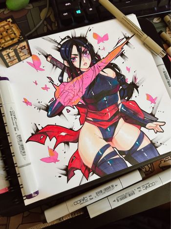 Image of X-Men Psylocke Copic Marker Illustration