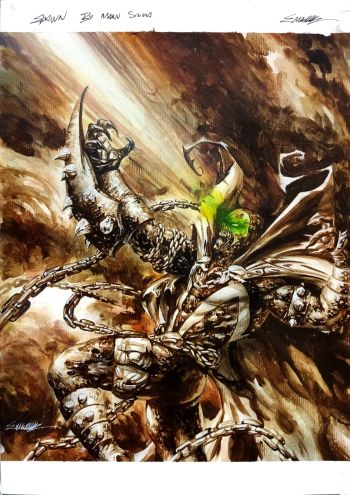 Image of Spawn original Art Acrylics by Manu Silva 