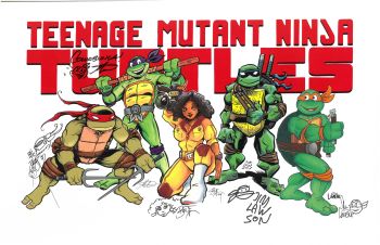 Image of Maui Comic Con 2024 exclusive TMNT 40th anniversary print, 11x17 – signed by 5 Mirage Comics contributors