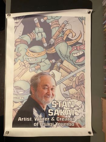 Image of Maui Comic Con 2017 Stan Sakai banner, 20x29.5 – signed and remarked on front