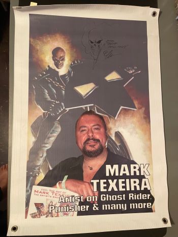 Image of Maui Comic Con 2017 Mark Texeira banner, 20x29.5 – signed and remarked on front and back