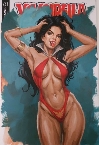 Image of Vampirella- Original Acrylic painting on sketch cover