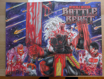 Image of Double sided Invincible Battle Beast sketch by Jak