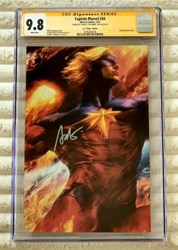 Image of ** ARTGERM Captain Marvel #34 Virgin Variant RARE HOT SIGNED CGC SS 9.8 **