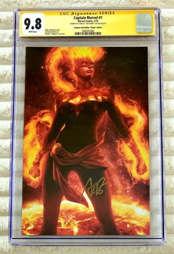 Image of ** ARTGERM Captain Marvel #1 Virgin Variant RARE HOT SIGNED CGC SS 9.8 **