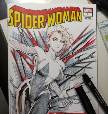 Image of Spider-woman #1 blank cover art.
