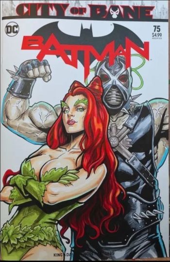 Image of Batman #75 Sketch Cover with Poison Ivy and Bane by Obsidianart.