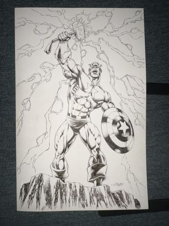 Image of Captain America with Mjolnir Pin Up