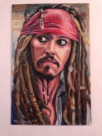 Image of Captain Jack Sparrow Painted Sketch Cover