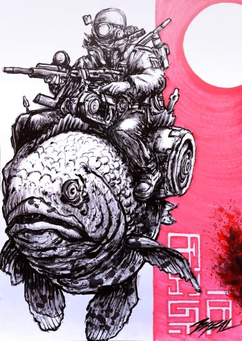 Image of WAR BEAST.2024  / Bazal. 11,7x16,5 in. 