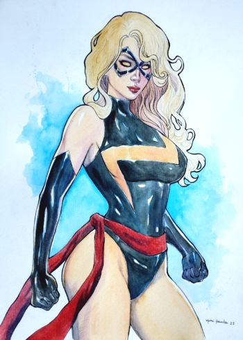 Image of Ms. Marvel Watercolor Pin Up 11x17