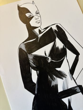 Image of Catwoman Pen and Ink Drawing
