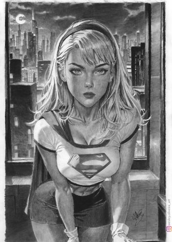 Image of Supergirl Pin Up Cityscape