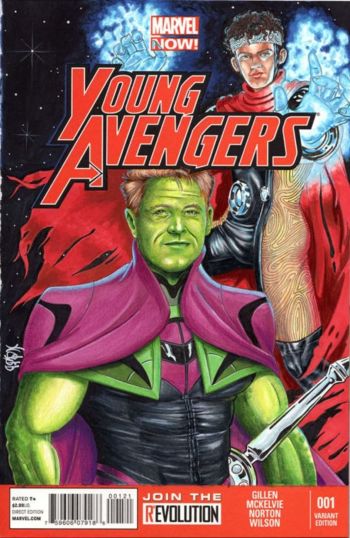 Image of Hulkling and Wiccan sketch cover by Bill Crabb