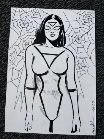 Image of Spider-Woman A4 Pen and Ink Drawing