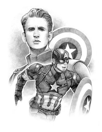Image of Capt. America, Chris Evans original pencil sketch