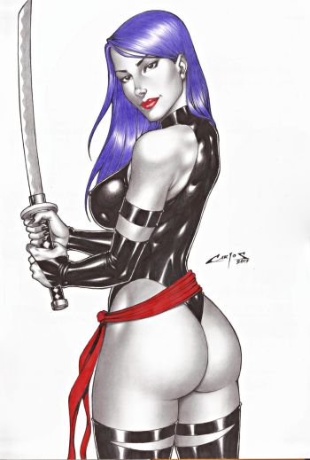 Image of Psylocke Pin Up Art