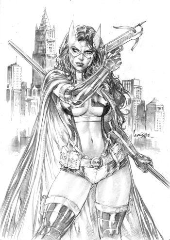 Image of Huntress drawing, 11x17 cm, pencil drawing by me