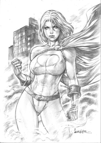 Image of Power Girl Pencil Illustration