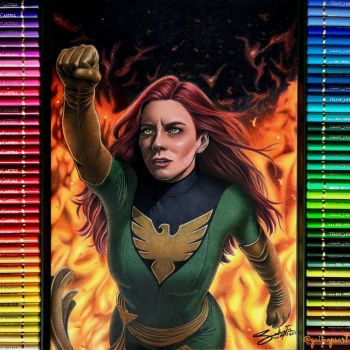 Image of Dark Phoenix, X-Men Portrait Original Art