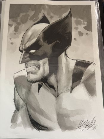 Image of Wolverine – Original A4 Ink & Ink Wash (Mezzatinta) Sketch | Signed | One-of-a-Kind