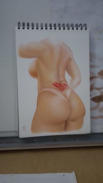 Image of Power Girl Original Hand-Drawn Illustration – Colored Pencil (21 x 29 cm)