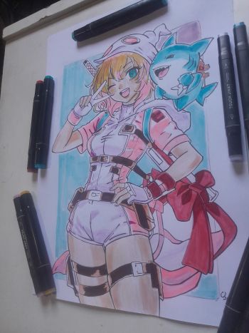 Image of Gwen pool and Shark Buddy Illustration size 11x17 