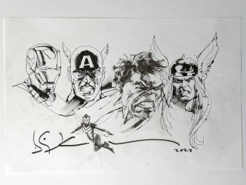 Image of Bill Sienkiewicz original Avengers sketch on Vellum 