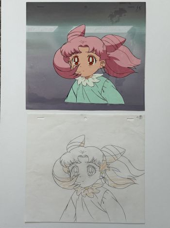 Image of Chibiusa animation cel and douga from Sailor Moon