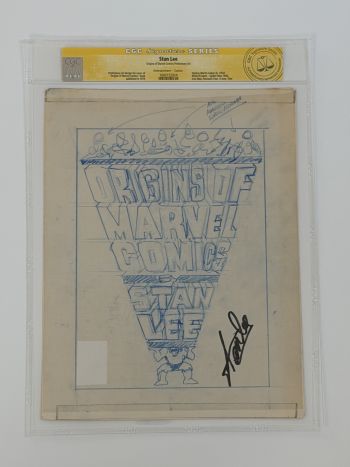 Image of Origins of Marvel Comics by Stan Lee preliminary Cover Concept signed by Stan Lee
