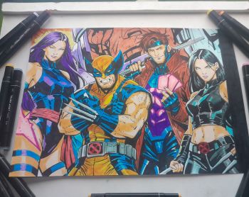 Image of X-Men Group original art Size 11x17 by Aly Rafael 