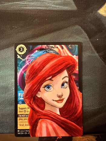 Image of Ariel Custom Painted Disney Lorcana Card by original card designer 