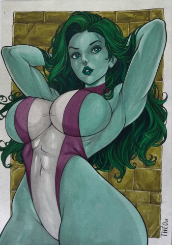 Image of She-Hulk Pin Up, 9"X12"