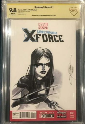 Image of Clayton Crain Uncanny X-Force #1 CBCS 9.8 Sketch Cover