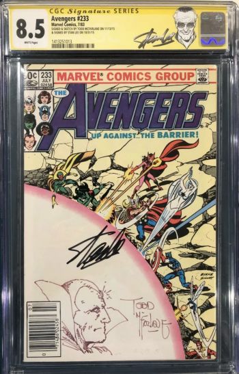 Image of Todd McFarland Sketch Stan Lee signed Avengers #233 CGC Signature Series