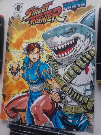 Image of Chun-Li and Shark Character size 09x12 