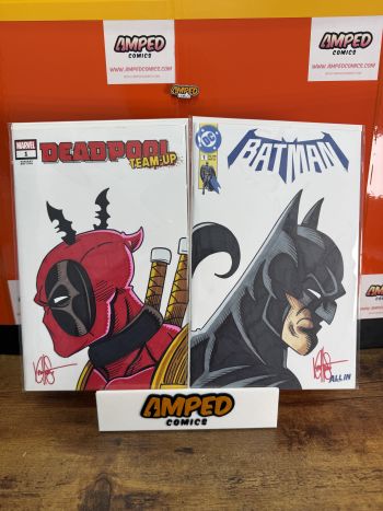 Image of Batman and Deadpool Connecting Sketch Covers by Ken Haeser