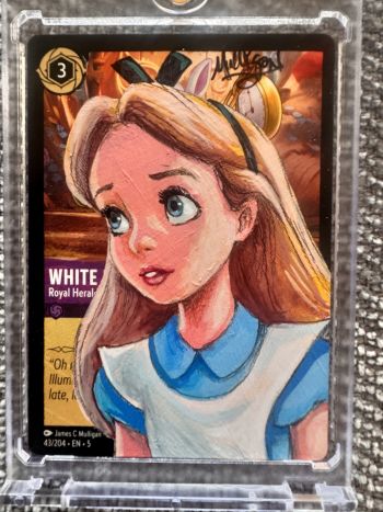 Image of Alice in Wonderland Hand Painted Disney Lorcana card by James C. Mulligan, card designer