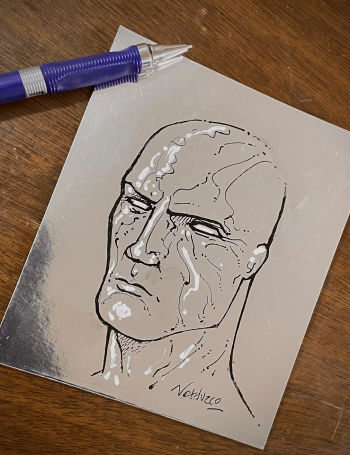 Image of SILVER SURFER SKETCH on silver paper by Verduzco