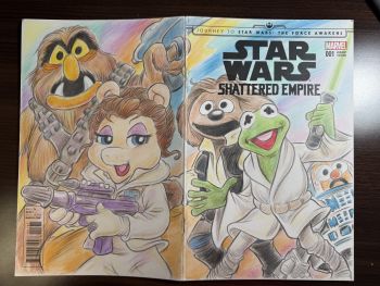 Image of Muppets Star Wars Double Page Sketch Cover by Guy Gilchrist