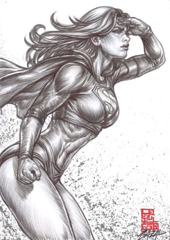 Image of Supergirl - THE SKY IS NOT ENOUGH / Bazal. 8,3x11,7 in.