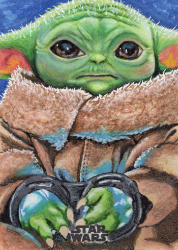 Image of Grogu Star Wars Sketch Card