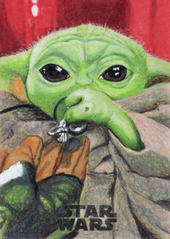 Image of Grogu Star Wars Sketch Card