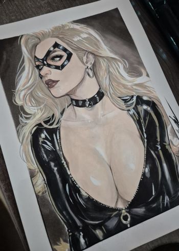 Image of BLACK CAT - Pinup art by Guilherme Silva - 10" x 14,2"
