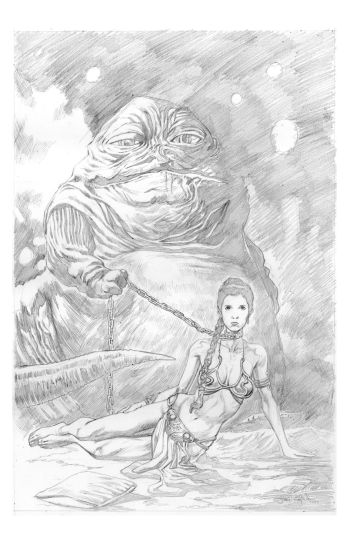 Image of Slave Princess Leia with Jabba the Hutt