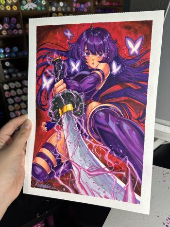 Image of Psylocke 9x12 by Lu Cardoso