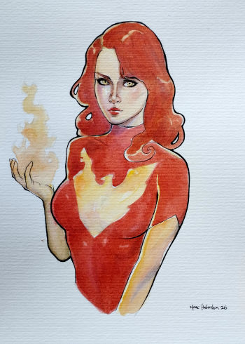 Image of Jean Grey Phoenix Illustration 9x12